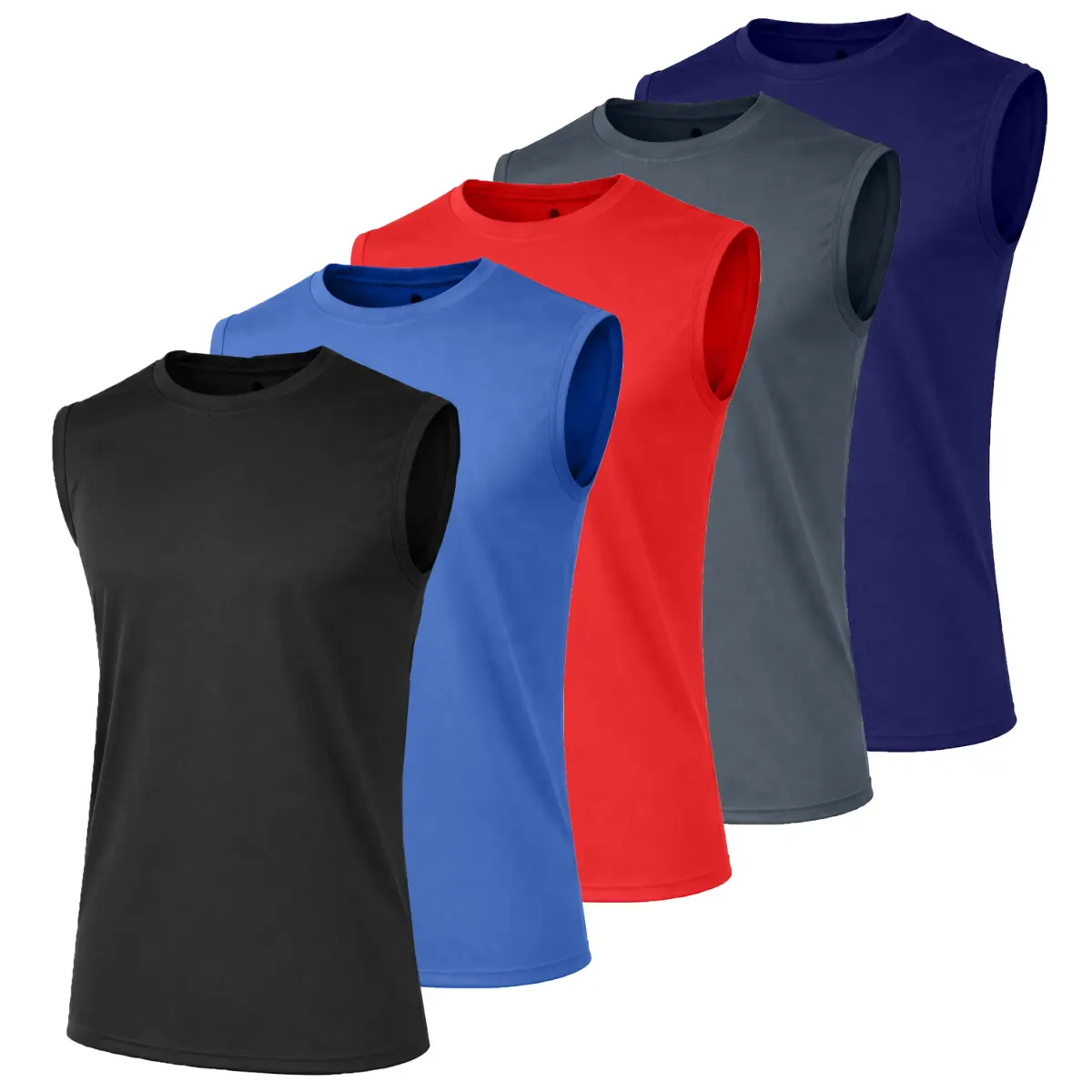 (Muscle Tee) Black-M.Blue-Red-Charcoal-Navy