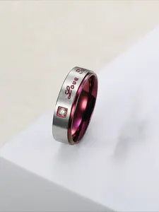 European and American Cool Love Joker Couple Ring Stainless Steel Purple Inner Ring Non Fading Hip Hop Pair Ring Gift for Lovers