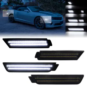 Sequential Smoked White, Pink, Green, Red&Amber Non-Dynamic Side Marker Lights for Chevy Chevrolet Camaro SS RS ZL1 LT 10-15 Led Repeater Blink Indicator Lamp