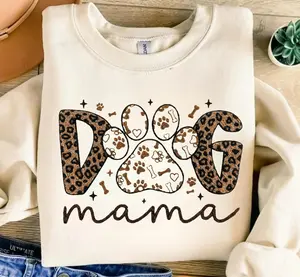 Dog Mama Sweatshirt, Latch Hook Faux Yarn Dog Mom Tshirt, Dog Mom Gift, Leopard Mama Shirt, Mother's Day Gift, for dog mama Christmas Gift