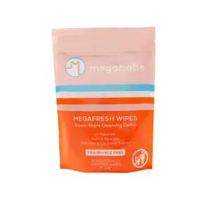 Megababe Megafresh Wipes | Unscented Cleansing Wipes for the Intimate Area | pH Balanced, Front & Back Use | 16 Individually Wrapped Wipes (Pack of 1)