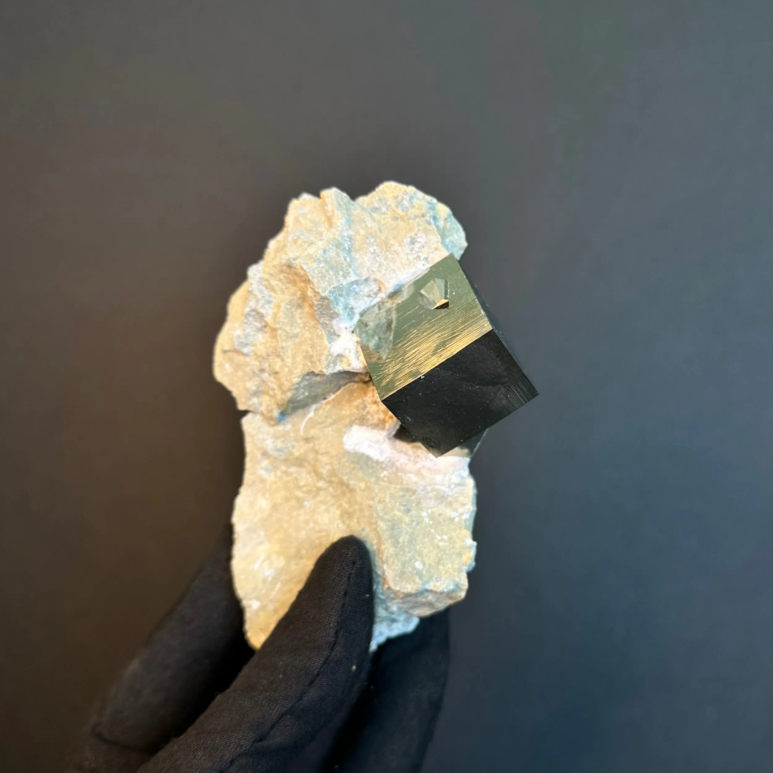 *Pyrite with Intergrown Cube on Matrix from Victoria Mine, Navajún, La Rioja, Spain.