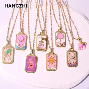 Pink Enamel Tarot Necklace