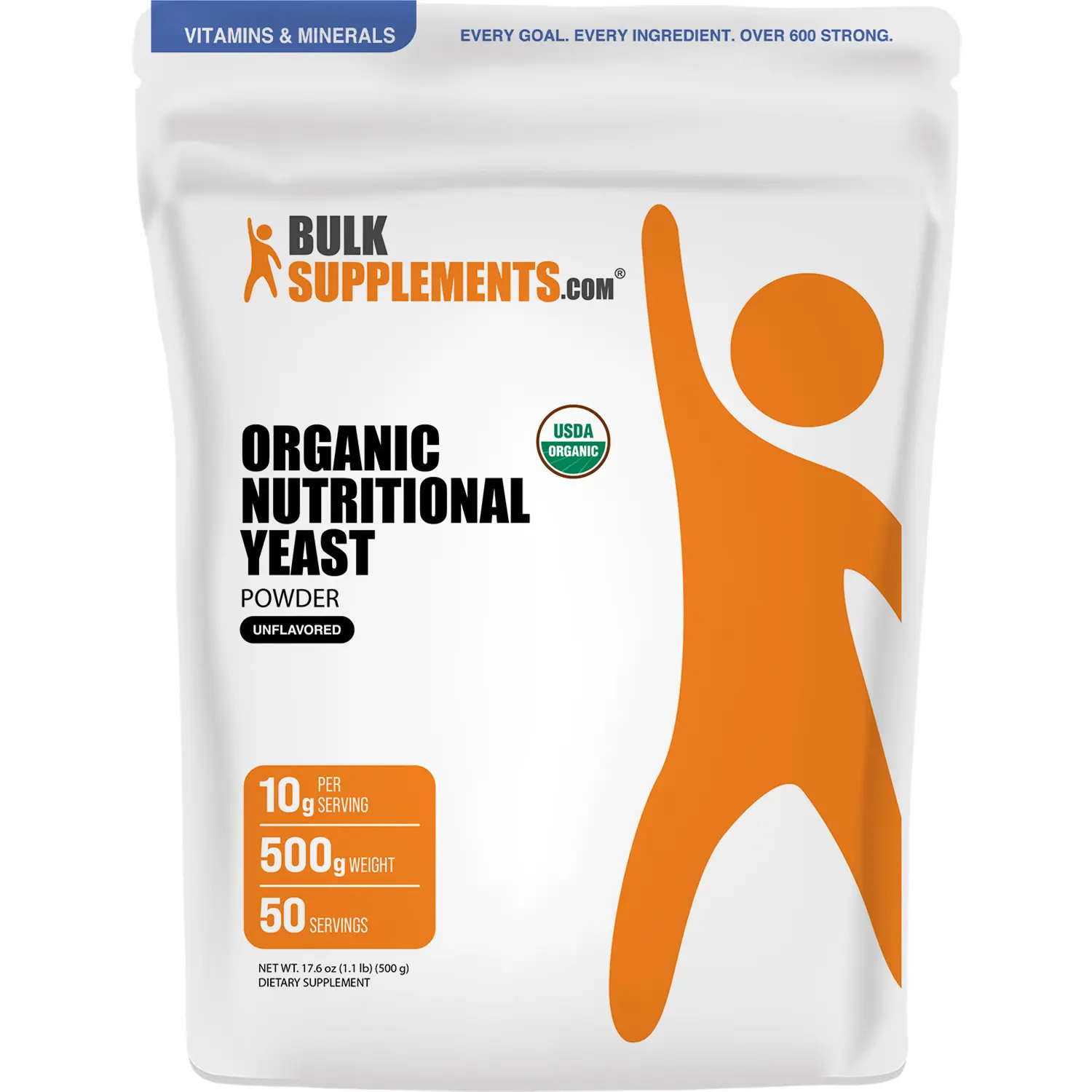 BulkSupplements Nutritional Yeast Powder - Dairy-Free Alternative, Flavoring Supplement - 500g Container, 10g per Serving, Healthy Food