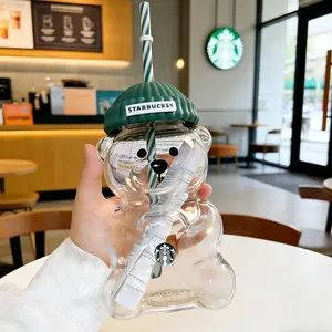591ml 2026 Limited Edition Starbucks Glass Bearista Tumbler with Bear Pattern New Release One-of-a-kind Coffee Mug Gift