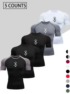 Men's Dragon Print Compression T-Shirt, Quick-Dry Breathable Stretch Fabric, Tight-Fitting Short Sleeve Top for Fitness and Outdoor Activities