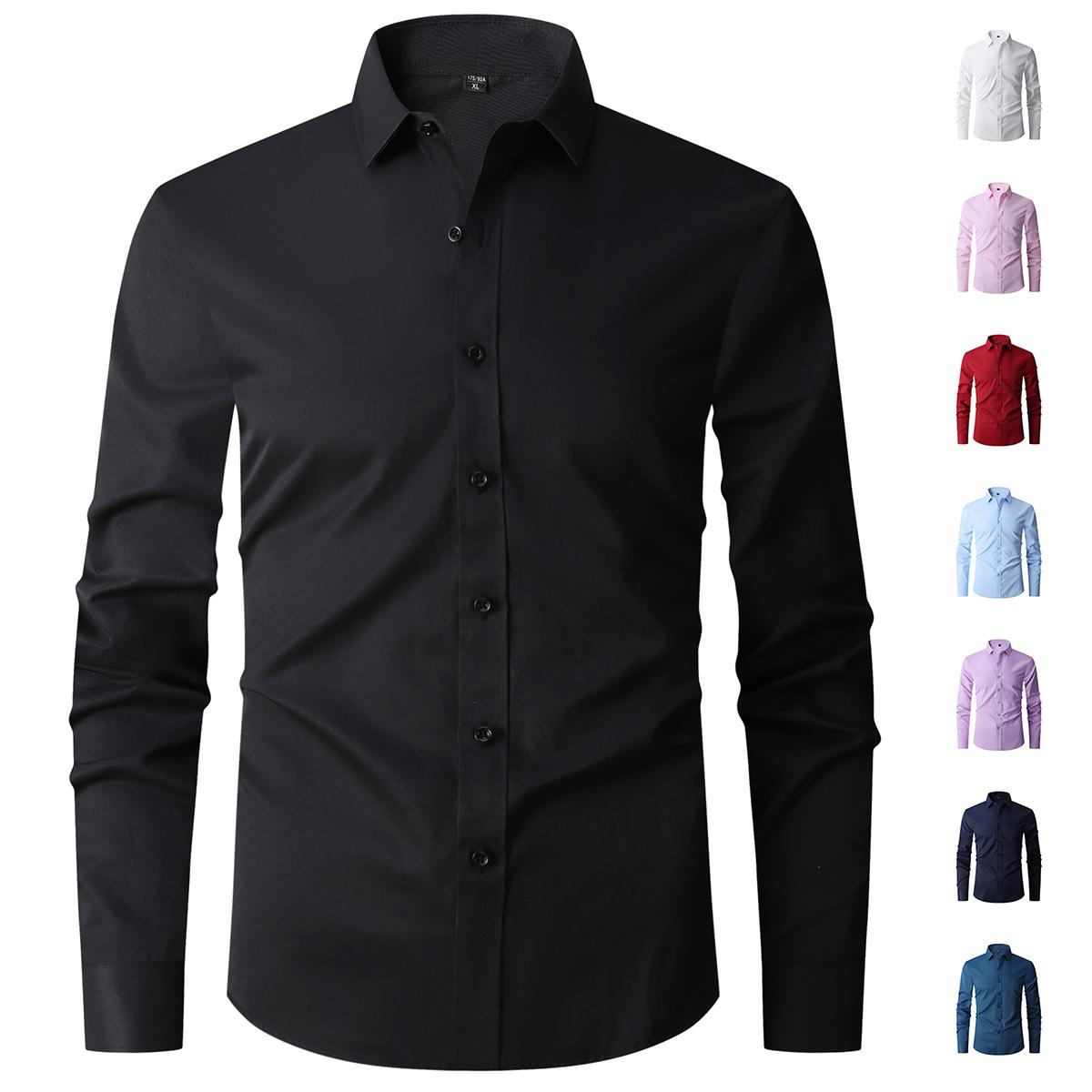 Men's Retro Fitted Dress Shirts 4-Pack, Wrinkle-Resistant Stretch for Business, Office & Weddings, No