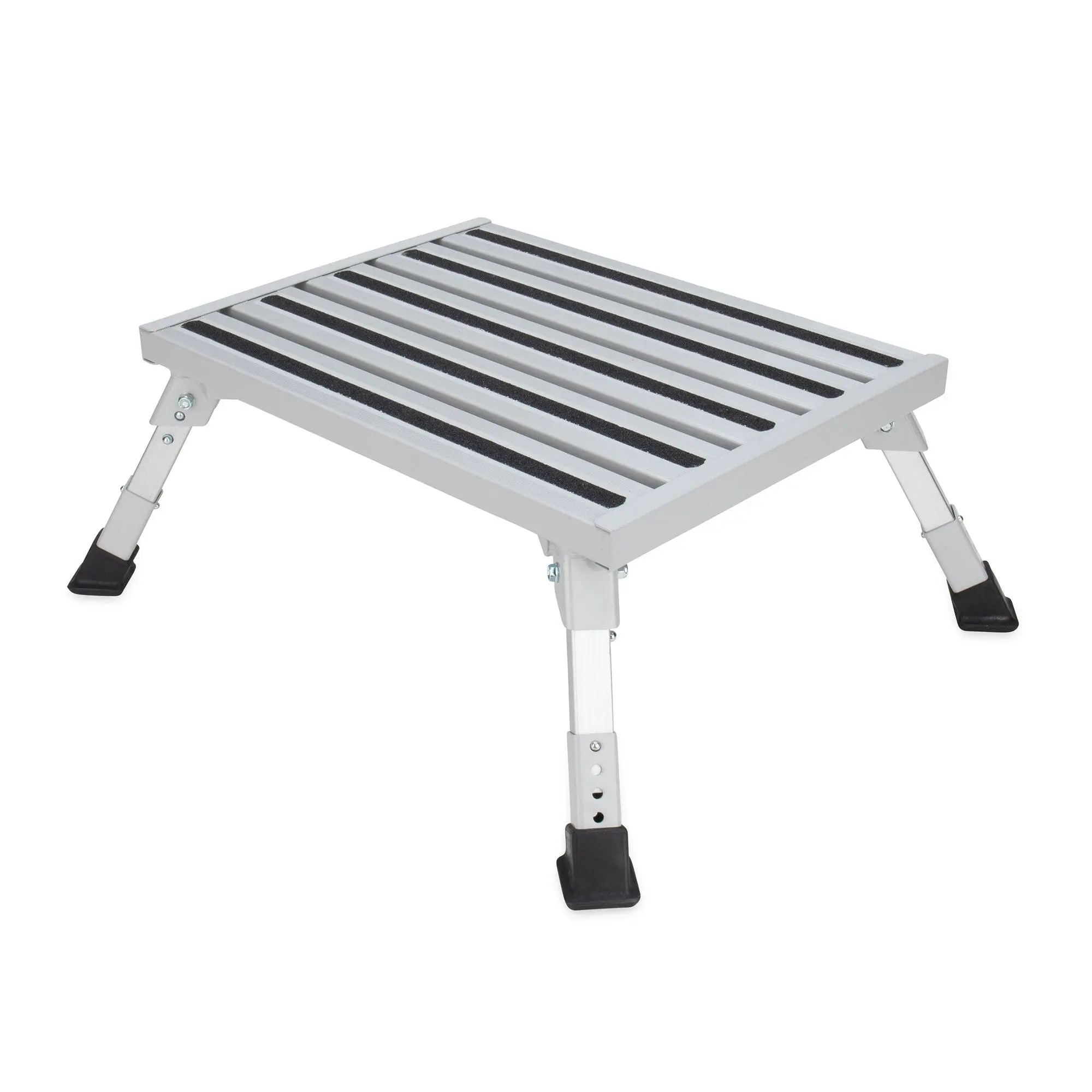 Camco Folding Aluminum Step Stool, Adjustable Height for RV and Trailers, Silver Camco Folding Aluminum Step Stool, Adjustable Height for RV and Trailers, Silver