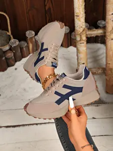 Women's Low-Top Lace-Up Training Shoes, Comfortable Breathable Lightweight Anti-Slip Sports Shoes, Gym Running Casual Sneakers