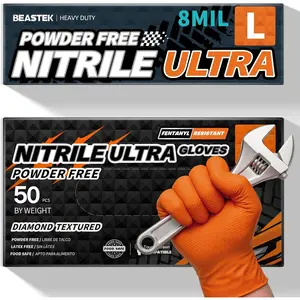 Disposable Gloves, 8Mil Latex &  Free  Resistant Heavy Duty Cooking  Glove Orange 50 count