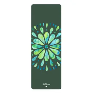 Yoga Mat "Inner Bloom in Sage", Non-Slip and Velvet-Soft Mat for Hot Yoga, Pilates, Meditation, Vibrant