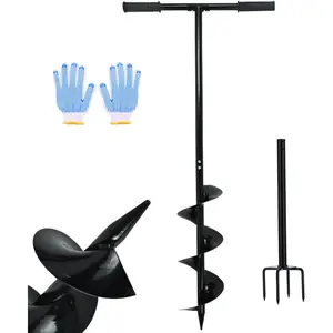 2 in 1 Hand Auger Spiral Drill for Planting, 6 X 42.9inch  Hole Digger Manual Auger for Fence Posts, Sand, Bulb,Seedlings, Tree, Mail Box, Manual Garden Spiral Hole Digging Drill with Non-Slip.
