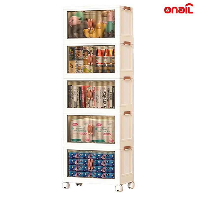 Foldable wheeled  box, 4–5 tiers stackable;for bathroom,and living room. Stacking design saves space;shoe cabinet for organizing makeup clothes, shoes and bags.layer storage Collapsible Multifunctional durable Bins plastic storage cabinet