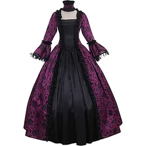 Country 18th Century for Women Rococo Ball Gown Printing Costumes Long Gothic Victorian Dress Masquerade Theme Dress