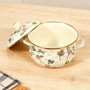 1 PC 20/22/24cm Enamel Pot, Thickened Dual-Ear Multifunctional Home Cooking Pot, Suitable for Induction Cooktops and Gas Stoves