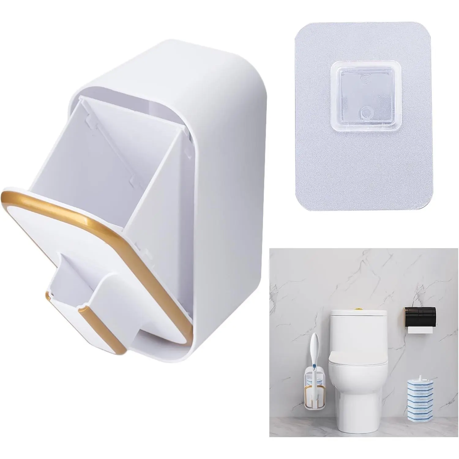 Wall Mounted Holder for Clorox Toilet Wand, Compatible with Clorox Toilet Wand Holder only, White & Golden