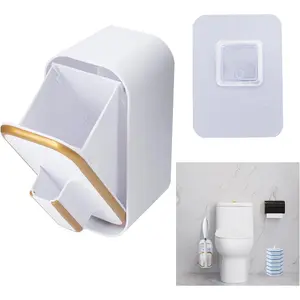 Wall Mounted Holder for Clorox Toilet Wand, Compatible with Clorox Toilet Wand Holder only, White & Golden