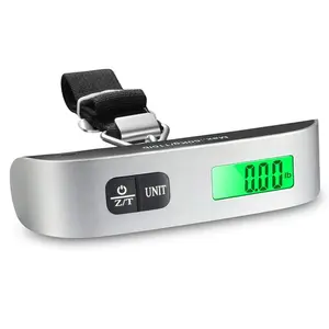 Electronic luggage scale, essential accessories for vacation travel, gifts for travelers, digital hanging luggage scale, portable suitcase handheld weight scale 110 lbs, essential travel item for hanging luggage, batteries included, Metal