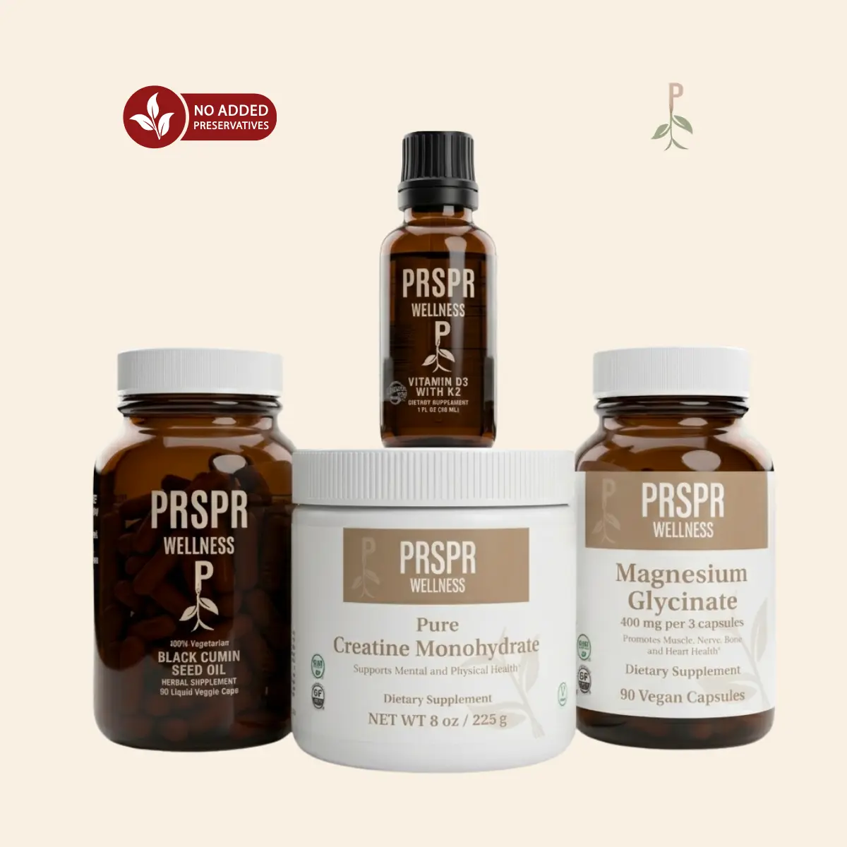 PRSPR Wellness Essentials Bundle - Magnesium Glycinate Dietary Supplement Stack with Natural Support Minerals for Daily Health & Nutrition, Fitness
