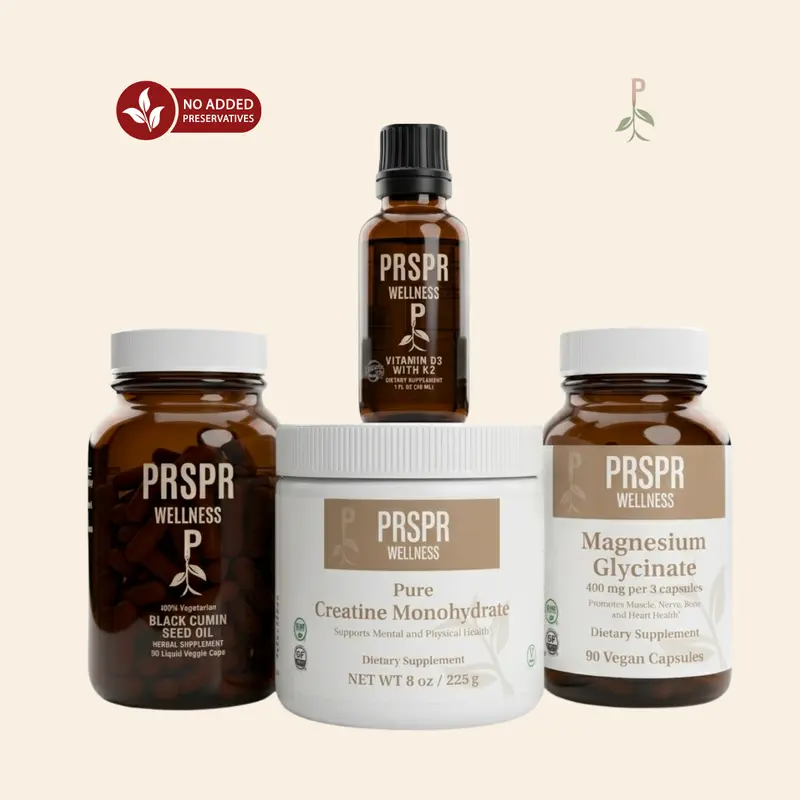 PRSPR Wellness Bundle - Highly Absorbable Magnesium Glycinate Dietary Supplement Stack with Creatine Monohydrate, Natural Support Minerals for Blood Pressure Control, Immune Resilience & Health Optimization
