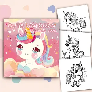 Cute Unicorn Pattern Coloring Book, 30 Pages Unicorn Theme Coloring Book without Colored Pen, DIY Painting Supplies for Adults & Teens