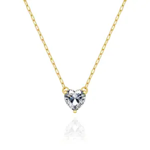 Aprilery Heart Shaped Drop Necklace with Elegant Pendant Design Sparkle Detail Romantic Jewelry for Women Stylish Love Symbol Perfect for Layering or Wearing Alone