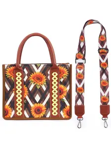 Retro Sunflower Tote Bag for Women Western Handbag Boho work bags Boho style handbag