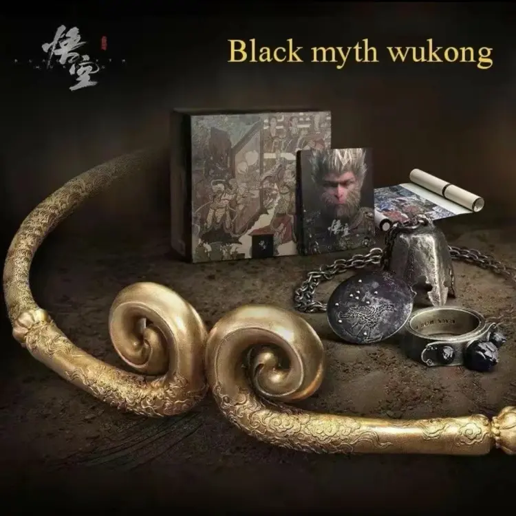 Black Myth Collector's Edition RingRing, Necklace, Badge,Commemorative Game Jewelry ThreePiece Set, Wukong Tightening Curse,Face Heaven's Mandate!