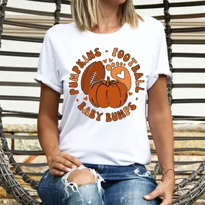 Football pumpkins Bumps T-Shirt, Pregnancy Announcement Shirt, Cute Fall Pregnancy Tee, Expecting Maternity Tee, Football Pregnancy Short Sleeve.