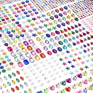 Stickers, 3897 count Rhinestone Stickers Stick   for Crafts Self Adhesive Jewels with Multicolor and Assorted Size