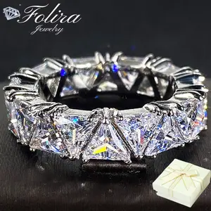 Single row triangle zircon ring, engagement ring, wedding ring