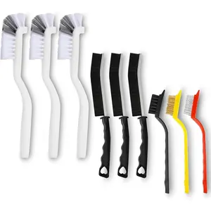 9-Pack Crevice Cleaning Brush Set – Hard Bristle Detail Brush Set for Deep Cleaning in the Kitchen, Bathroom, Grout, Sink, Bottles, Blenders, Corners, and Tight Spaces