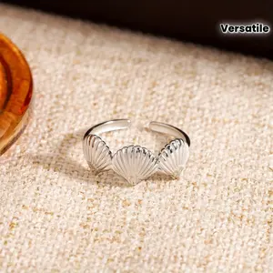 Shell-Shaped Stainless Steel Open Ring, Material That Does Not Fade, Nautical-Themed Daily Wear for Ocean Lovers, Versatile And Stylish Statement Ring