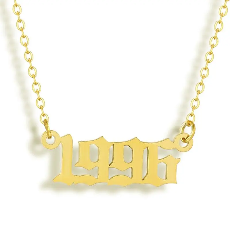 EVRY JEWELS Gold or Silver Plated Stainless Steel Women's Hypoallergenic Golden Year Necklace