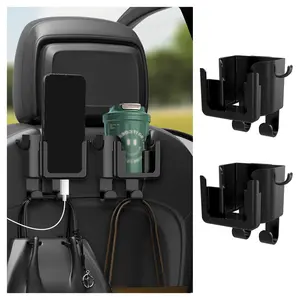 JOYTUTUS 3-in-1 Car Seat Back Hook with Cup Holder Phone Holder & Storage Box Universal Car Organizer for Travel Essentials