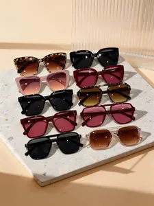 10 Pairs American Style Women's Thick Frame Large Sunglasses, Ideal for Daily Travel and Driving, Perfect Gift Choice