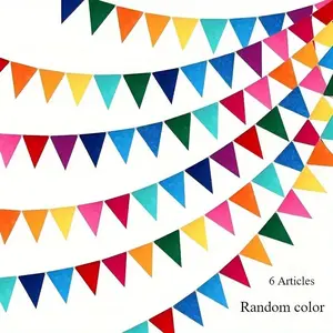 Rainbow Triangle Flag Banner Set, 6 Pieces Colorful Party Decorations, Ideal for Carnival Birthdays Festivals Celebrations, Wholesale Rainbow Flags