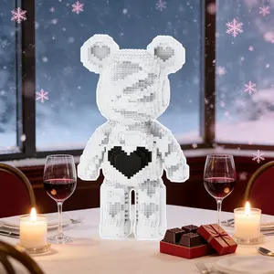 Heart Bear 3D Puzzle Building Blocks Decoration, Bookshelf Home Office Cabinet Decor, Party Living Room TV Stand Display Gift