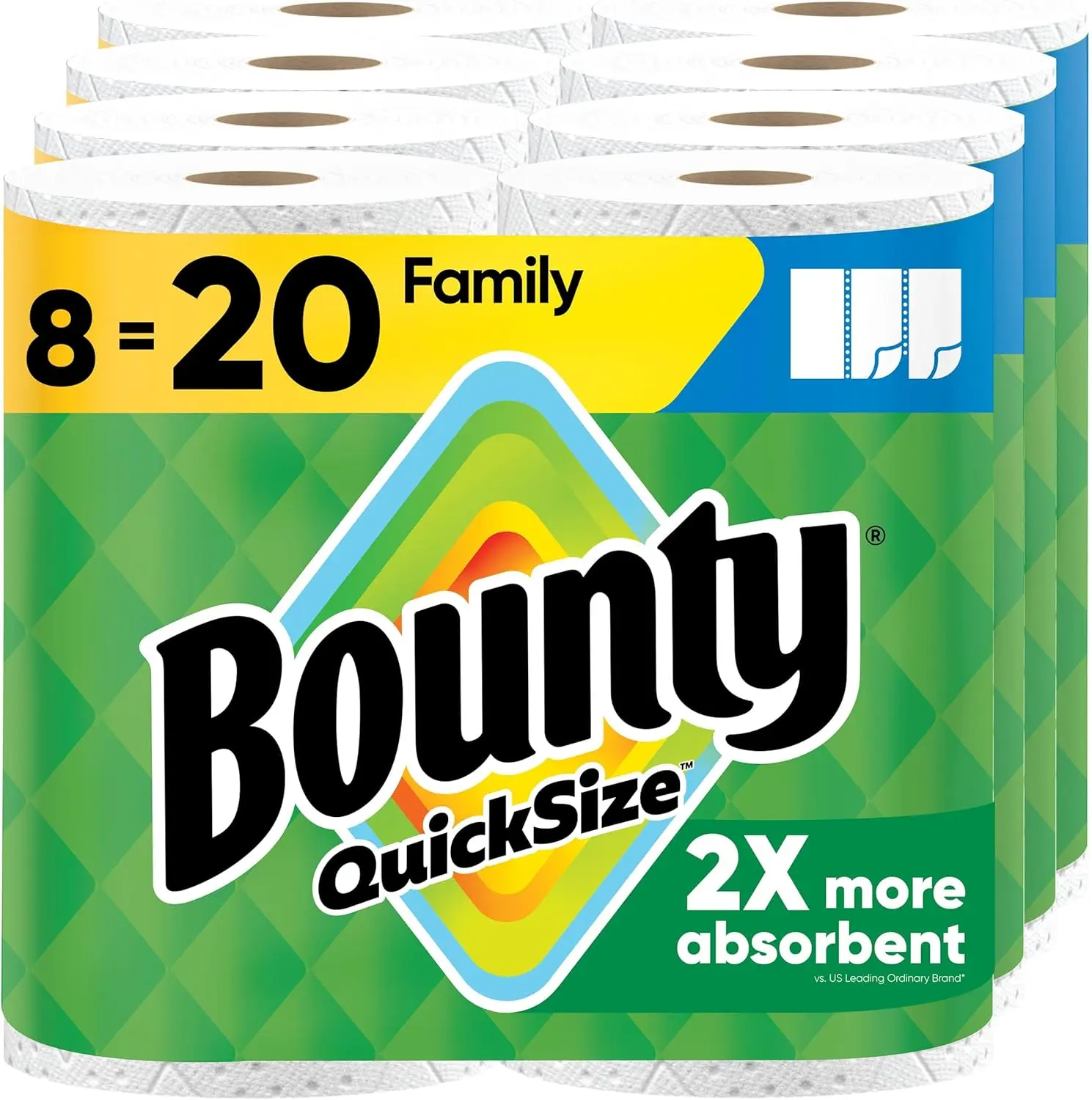 (pack of 2)Bounty Paper Towels Quick Size, White, 16 Family Rolls = 40 Regular Rolls