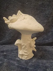Mushroom Frog 7" Ceramic Bisque, Ready to paint