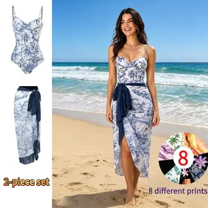 2026 New 2 Piece Swimsuit For Women With Cover Up Skirt - Halter Bathing Suits Starfish Print Swimwear Sets - Beach Pool Vacation Summer Outfit