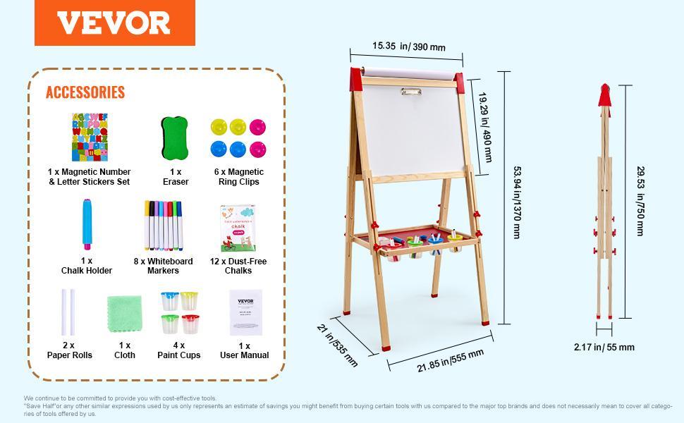 VEVOR 2-in-1 Kids Art Easel Double-Sided Wooden Magnetic Whiteboard Chalkboard,Christmas gift VEVOR 2-in-1 Kids Art Easel Double-Sided Wooden Magnetic Whiteboard Chalkboard,Christmas gift