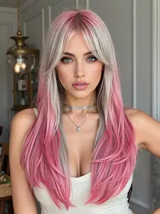 Dye 24 Inch Medium Long Synthetic Natural Look, Soft Fiber for Daily & Party Use, Suitable for Various Cosplay, Wavy Synthetic Hairpiece