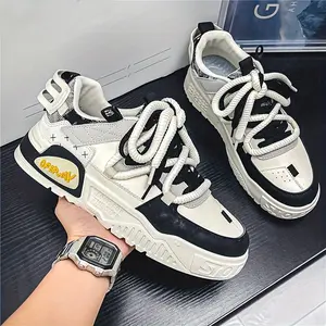 (New)[Fashionable Skateboard Shoes] Thick Soled Skateboard Shoes - Men's Fashionable Letter Pattern Anti Slip Shoes - Suitable for Outdoor Campus Walking, Jogging, Traveling, All Seasons