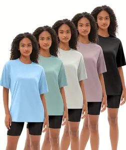 Cymebosilux 5 Pack Workout Oversized T Shirts forWomen, Short Sleeve Plus Size Baggy Dry Fit Athletic Gym Shirts Tops Tees