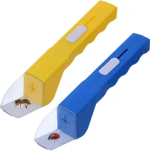 2 Pcs DelloidMaz Insect Catcher Small Animals Catcher Nature Exploration Tool to Capture Butterflies Bees Ladybugs Spiders Bug Catcher for Boys and Girls, Blue and Yellow (2)
