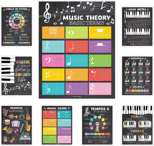 Hadley Designs Music Posters Set of 9 USA Made Minimalist Classroom Decor Artwork for Piano Theory & Solfege Education