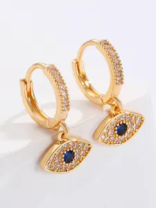 Women's Elegant Evil Eye Pendant Hoop Earrings, Stylish Huggie Design, Perfect for Parties & Gifts, New Fashion Jewelry Accessory, High Quality Earrings, Cubic Zirconia