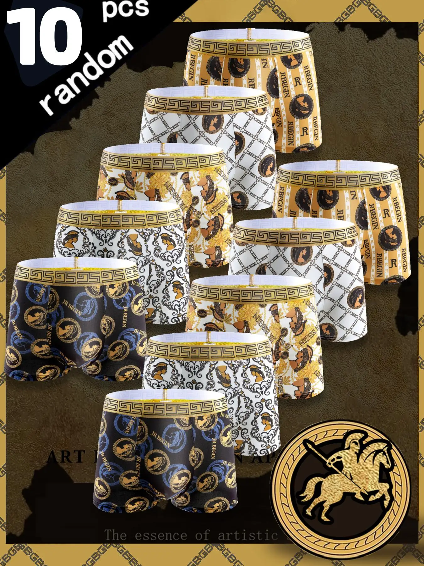 Random Men's All Over Print Letter Tape Boxer Brief, Casual Comfy Breathable Underwear for Daily Wear, Men's Underwear for All Seasons, Underwear for