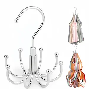 LMMAKE Tank Top Hanger Rotatable Bra Organizer for Closet Max 24 Storage Capacity Sport Bras Holder Metal Space Saving Closet Organizers and Storage Silver